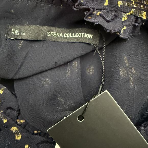 Sfera Collection Metallic Textured Long Sleeve Ruffle Mini Dress NWT Size S - Picture 14 of 16